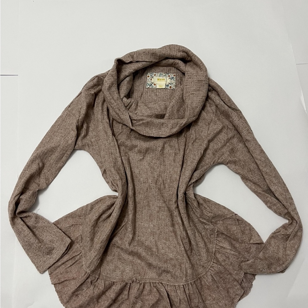Maeve Taupe Cowl Neck Sweater